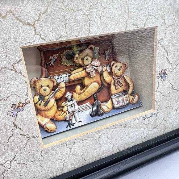 Framed teddy bear Tatebanko handcrafted framed art by ETSUKO (USHIDA) LAWLER - Picture 3 of 10